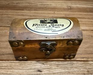 Vintage rustic wooden treasure chest Alaska Pirate Booty