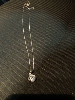 Never worn white crystal silver pendant!!! With Box