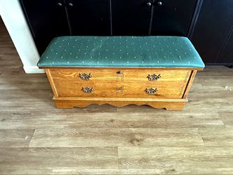 Wood Cedar Chest with Upholstered Bench Top