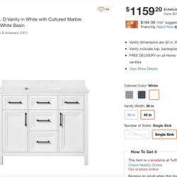 New In Box, 42 Inches Restroom Vanity
