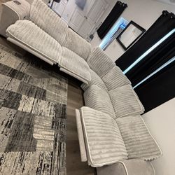 Fuzzy Light Grey Soft Sectional  