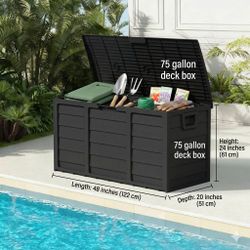 Resin deck box 75 gallon patio storage box outdoor storage box caja Almacenamiento 75 gallones storage bin 75 gallon deck box 🆕