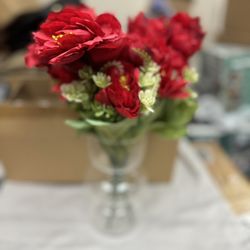 Artificial Flowers in Vase, Artificial Flowers with Vase,for Indoor Home Decoration, Table Decoration, Wedding, Dining Room,