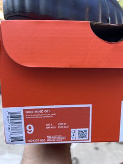 Nike Mind 001 Slides Black/Anthracite-Cool Grey — Men's Size 9 (New)
