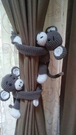 Tie back Crocheted Monkey