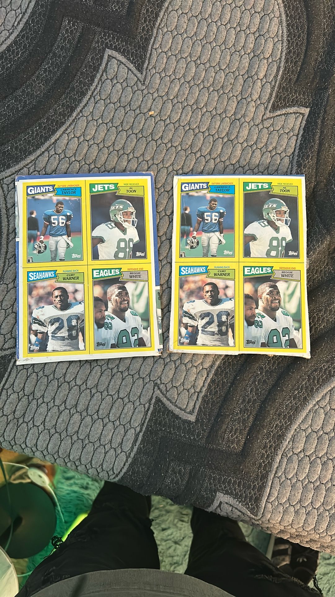 Two Uncut Sheets Of Football Cards From 1980s