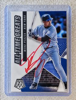 Mike Piazza In-Person Signed Mosaic All-Time Greats Card — Bold Red Autograph