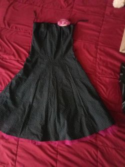Black Polka Dot Strapless Flare Dress