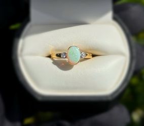 Jewelry 14k solid yellow gold diamonds opal 1.00CTW ring sz 7.00