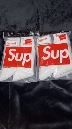 Supreme x Hanes Cushion Crew Socks White
