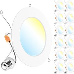 Sunco 24 Pack 5CCT LED Recessed 6 Inch, 1200 LM High Brightness, Ultra Thin Flat Can Lights, 2700K/3000K/4000K/5000K/6000K Selectable, Dimmable, 15W,