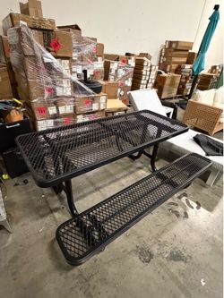 New 72” Picnic Table Heavy Duty Commercial Grade Expanded Metal with Umbrella Hole