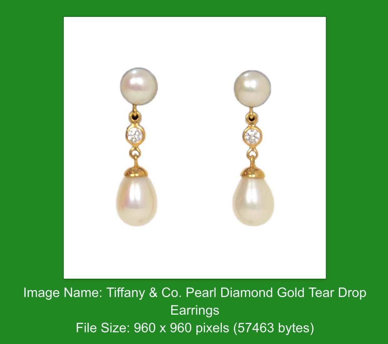 TIFFANY&Co Pearl Diamond Gold tear drop earrings