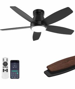 42 Inch Ceiling Fans with Lights, Quiet Reversible Fan with DC Motor, Remote & APP Control, 6-Speed, 3 Color Temperatures, Dimmable, Ceiling Fan for B