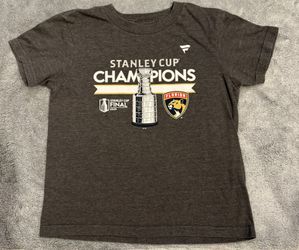 Kid M5-6 Fanatics Florida Panthers 2024 Stanley Cup Grey NHL Hockey Shirt 13x17