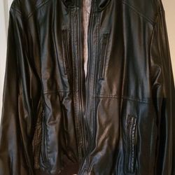 Calvin Klein Black Leather Jacket. Size 3x