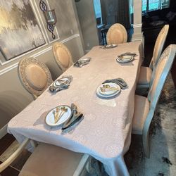 Dining Room Table Set – Real Wood – 6 Chairs + Extension Leaf-MUST GO!