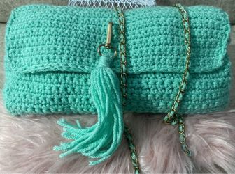 Handmade Mint Green Crochet Crossbody Bag Made By My Wife (Pick Up Iselin, NJ)