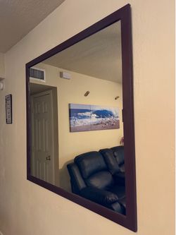 45x46 wooden-framed mirror for living room, bedroom, or hallway