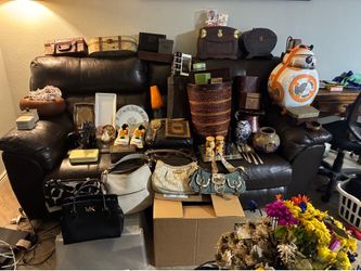 Coach , Michael Kors, guess, Kate Spade, Lego sneakers, Limited, edition, vintage boxes, benches jewelry boxes, all kinds of different vintage stuff
