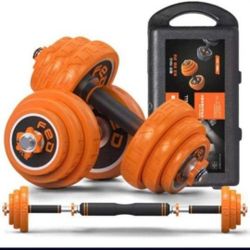 NEW 
2-IN-1 DUMBBELL BARBELL WEIGHT ADJUSTABLE DESIGN

