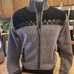 Men's Gray & Black Full Zip Cardigan Sweater