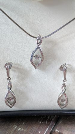 Fred Meyer Jewelers Diamond Accent Twist Infinity Pendant and Drop Earrings Set in Sterling Silver