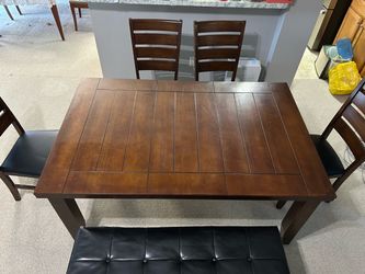 Wood Dining Table with Chairs and Bench