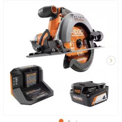 RIDGID 18V Cordless 6-1/2-in. Circular Saw Kit with 4.0 Ah Battery and Charger