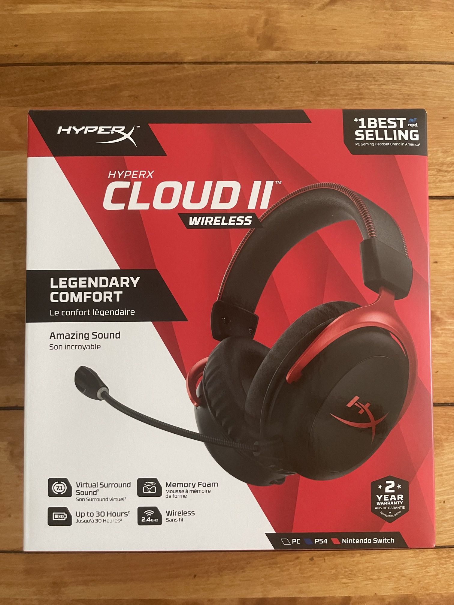 HyperX Cloud II Wireless Gaming Headset - 7.1 Surround Sound - Up to 30 Hours