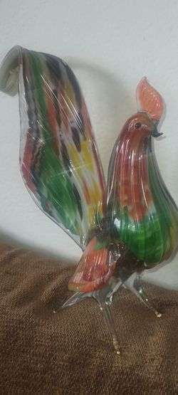 Murano Style Art Glass Rooster Figurine