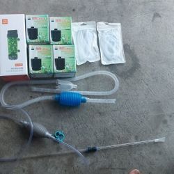 Fish Tank Aquarium Sponge Filter Air Hose  Water Cleaner Siphon Qanvee 600