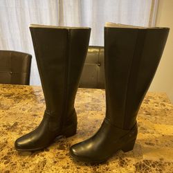 Black Leather Boots  (Extra Wide Calf)