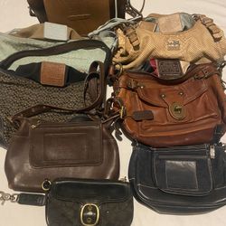 Lots Of Authentic Vintage Coach Handbags 