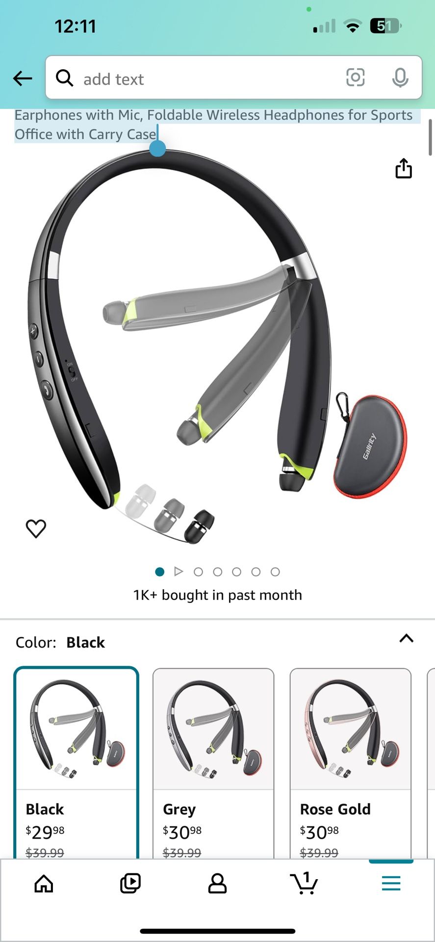 Bluetooth Headset, 2024 Upgraded Neckband Bluetooth Headphones with Retractable Earbuds, Noise Cancelling Stereo Earphones with Mic, Foldable Wireless