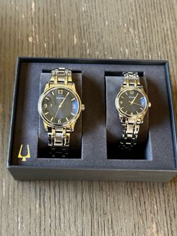 Bulova His and Hers Watch Boxed Set - Blue Dial Stainless Steel 96X158