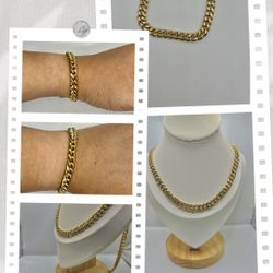 Cuban Gold Chain Jewelry Set Bundle
