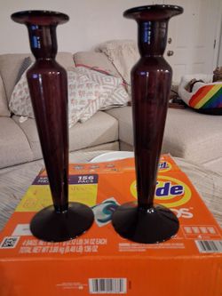Pair of purple candlesticks