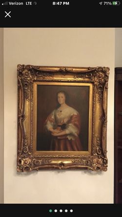 Oil painting on Canvas heavy wood gold gilt frame 29x25.5