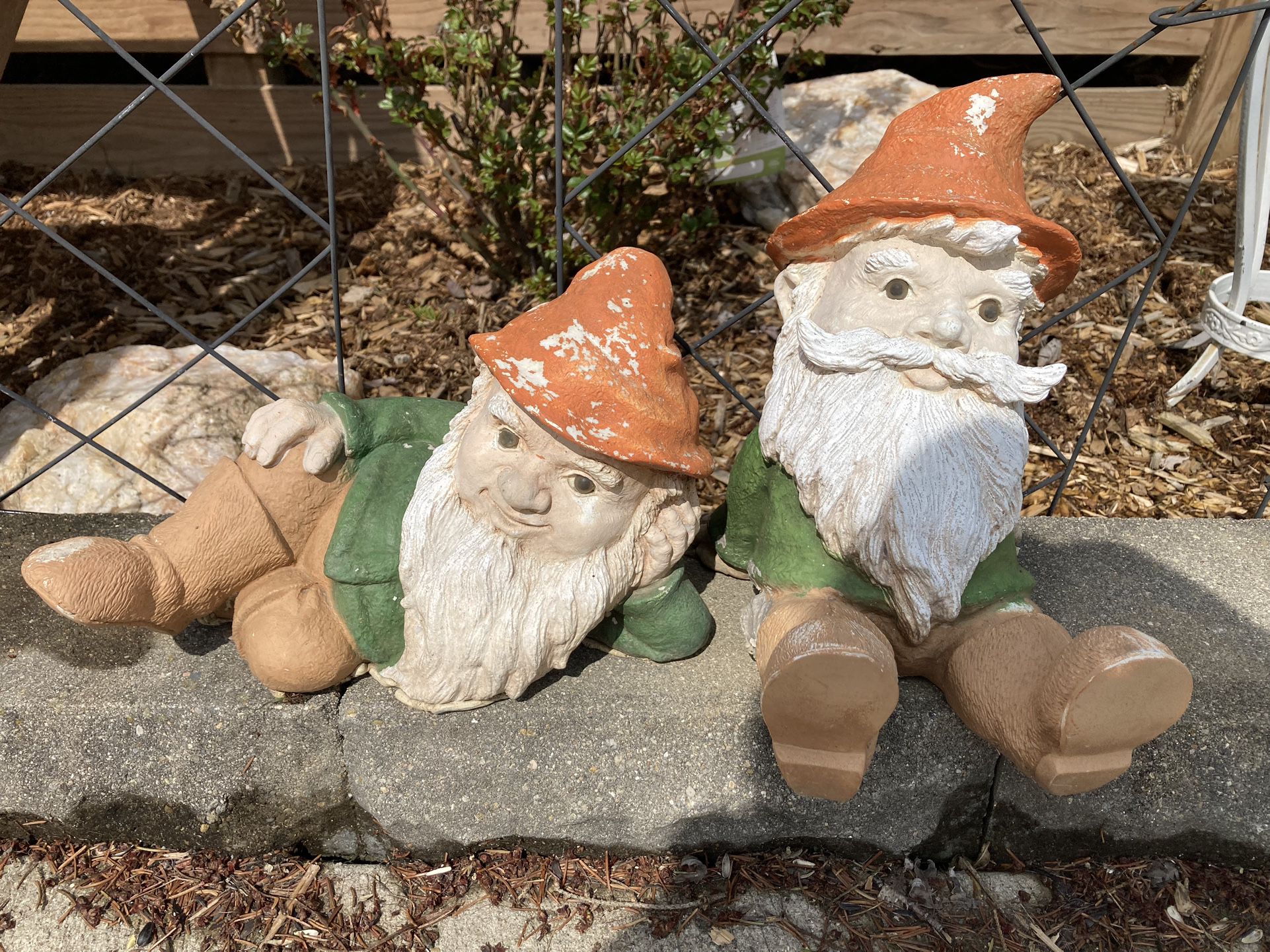 Pair of Vintage Universal Statuary Whimsical Garden Gnomes ***READ BELOW