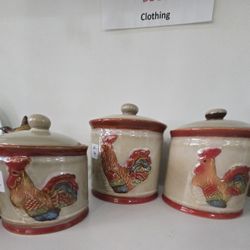 3 Piece Retro Rooster Canisters. PLEASE READ DESCRIPTION