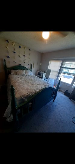 Queen Size Head and Foot Board with Frame, Mattress 