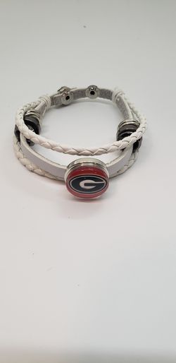 White leather georgia bulldog bracelet