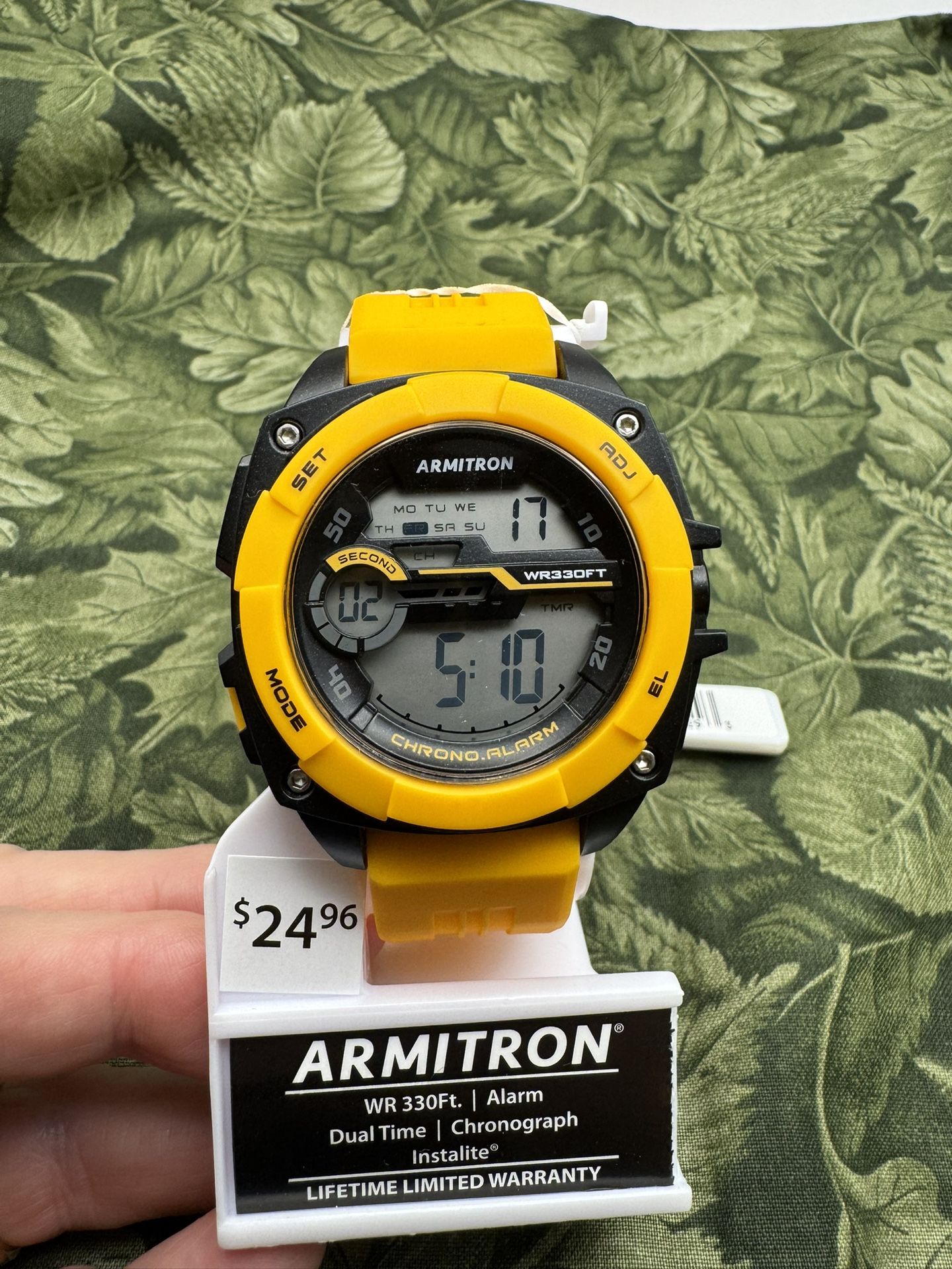 Armitron Unisex Yellow Digital Sport Watch 40/8489BYLWM Men’s Alarm Instalite