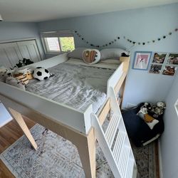 Oeuf NY Perch Full Loft Bed with Shelves (desk sold separately)