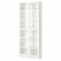 IKEA Billy Bookcase With Glass Doors And Extra Shelves