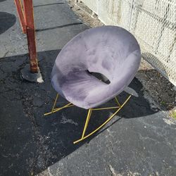 Like New TOV Furniture Nolan Grey Velvet Rocking Chair With Gold Iron Rockers. $80 OBO !!!