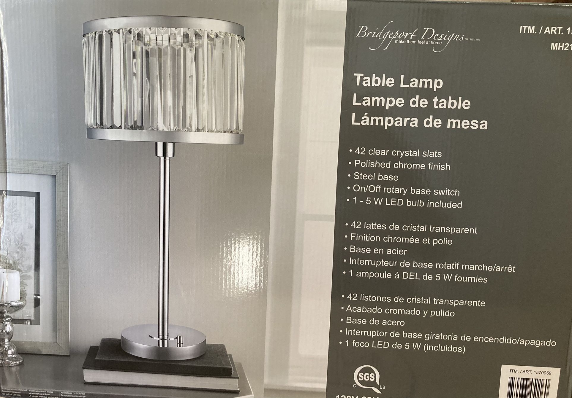 Bridgeport Designs Table Lamp 42 Clear Crystal Slats