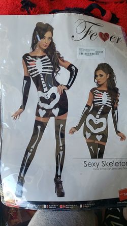 Sexy skeleton costume dress and gloves