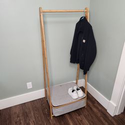 Collapsible Wood Coat Rack with Shoe Storage